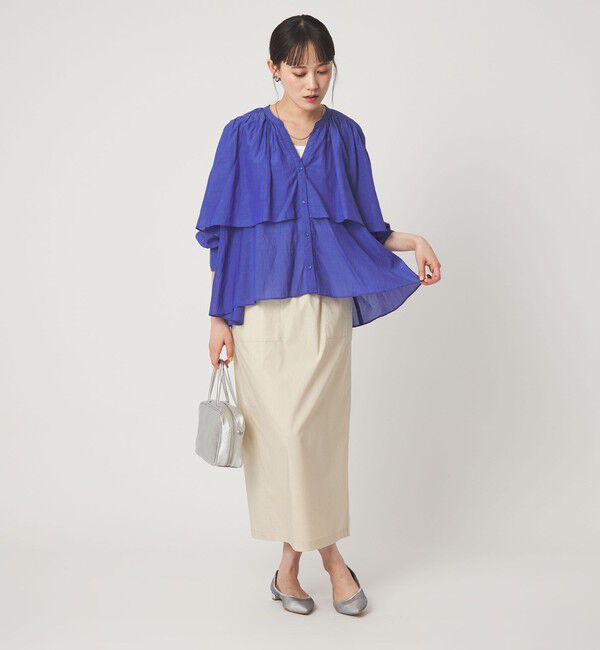 UNITED ARROWS green label relaxing「［size SHORTあり］ボイル レイヤー ギャザー ブラウス」|シャツ・ブラウス|