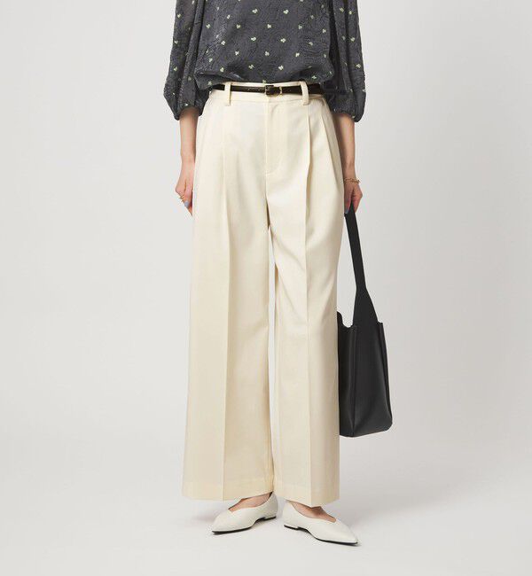 UNITED ARROWS green label relaxing「［size SHORT/TALLあり］ツイル イージー ワイド パンツ オフホワイト」|スラックス|