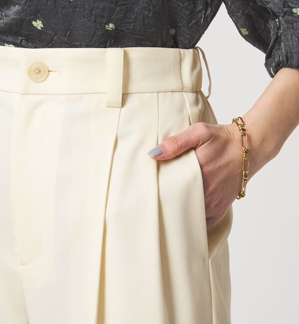 UNITED ARROWS green label relaxing「［size SHORT/TALLあり］ツイル イージー ワイド パンツ オフホワイト」|スラックス|