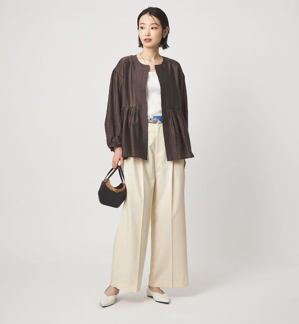 UNITED ARROWS green label relaxing「［size SHORT/TALLあり］ツイル イージー ワイド パンツ オフホワイト」|スラックス|