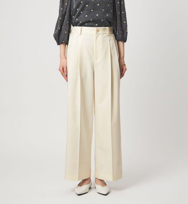 UNITED ARROWS green label relaxing「［size SHORT/TALLあり］ツイル イージー ワイド パンツ オフホワイト」|スラックス|