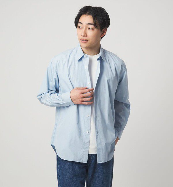 UNITED ARROWS green label relaxing「コットン ブロード ガーメントダイ レギュラーカラー 長袖 シャツ」|シャツ・ブラウス|LT.BLUE