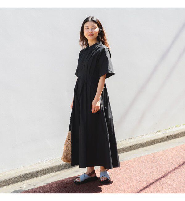 Ray BEAMS 「タック ウエスト シャツ ワンピース」|ワンピース|BLACK