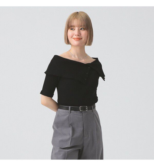 Ray BEAMS 「ビッグカラー オフショルダー Tシャツ」|Tシャツ・カットソー|