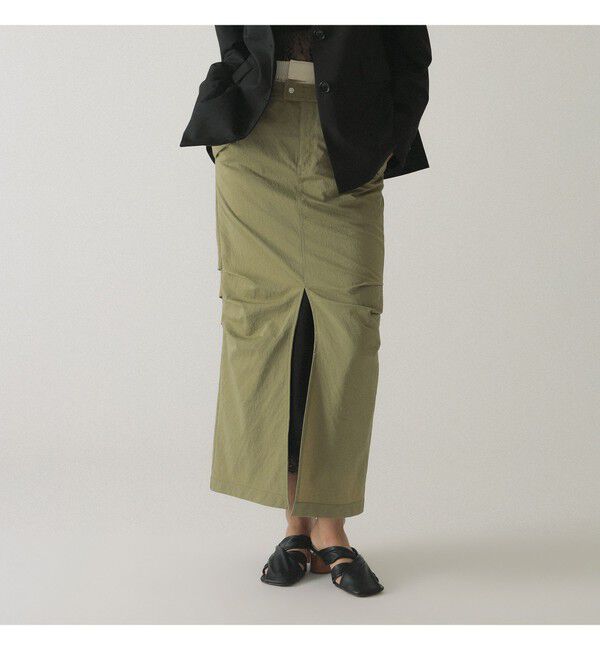 Ray BEAMS 「ダブル ウエスト タック スカート」|タイト|OLIVE
