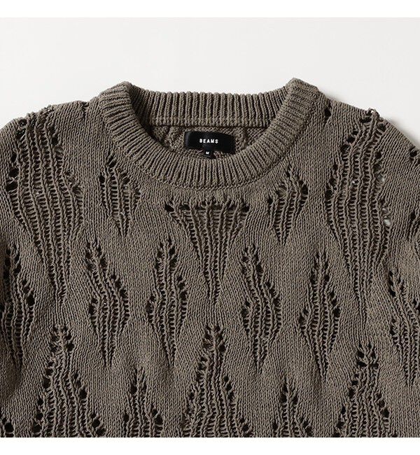 BEAMS「リラックスフィット 3ゲージ クルーネック ニット」|ニット・セーター|