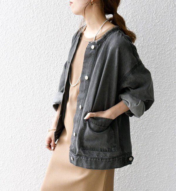 SHIPS any「SHIPS any: ノーカラー デニム ブルゾン［SHIPS any DENIM］」|デニムジャケット|