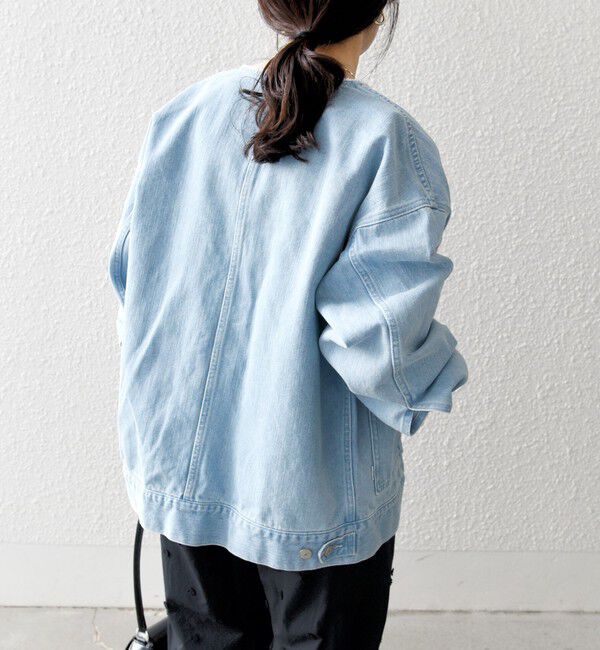 SHIPS any「SHIPS any: ノーカラー デニム ブルゾン［SHIPS any DENIM］」|デニムジャケット|