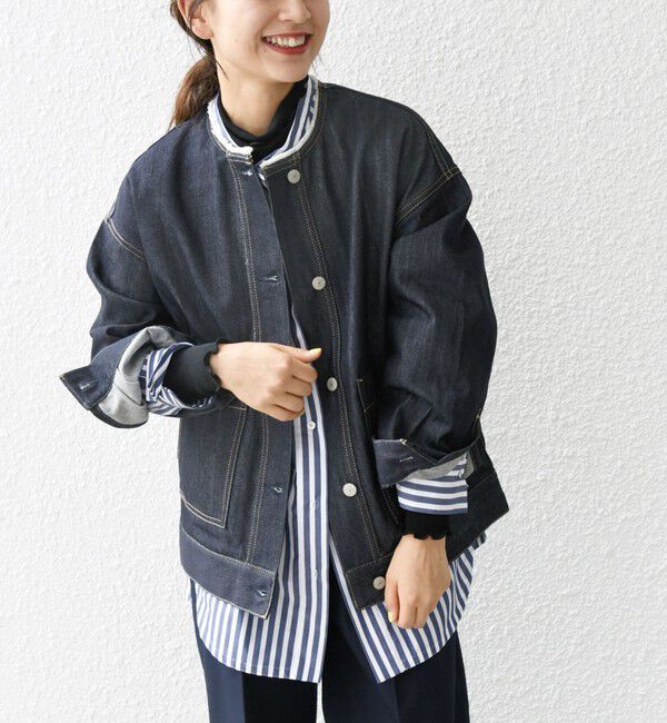 SHIPS any「SHIPS any: ノーカラー デニム ブルゾン［SHIPS any DENIM］」|デニムジャケット|