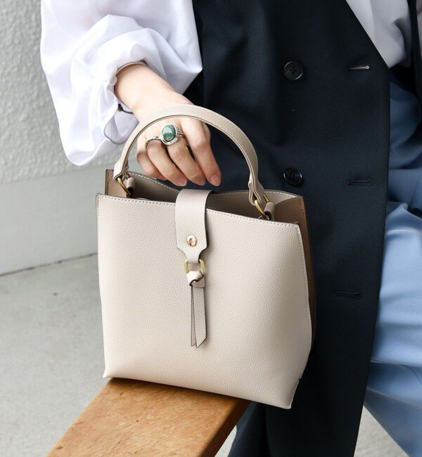 SHIPS any「《一部追加予約》SHIPS any: バイカラー2WAY スクエア ショルダー バッグ」|ショルダー・メッセンジャー|ライトグレー