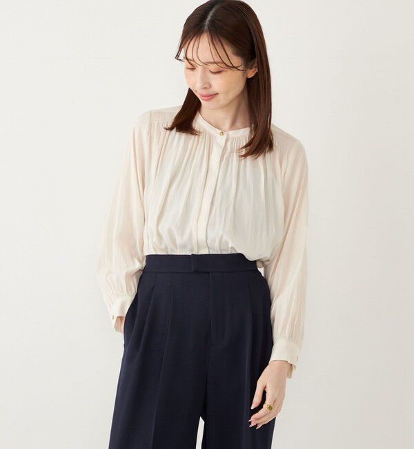SHIPS Colors 「SHIPS Colors:〈洗濯機可能〉サテン ギャザー シャツ◇」|シャツ・ブラウス|