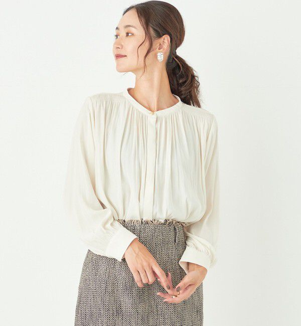 SHIPS Colors 「SHIPS Colors:〈洗濯機可能〉サテン ギャザー シャツ◇」|シャツ・ブラウス|