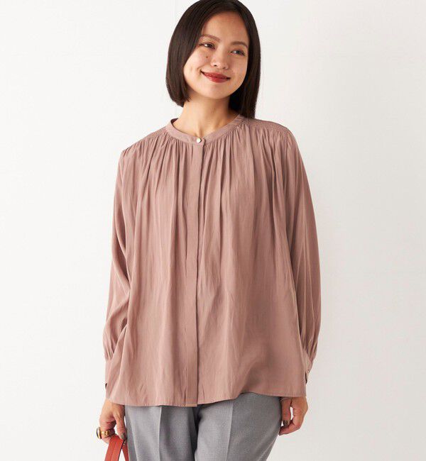 SHIPS Colors 「SHIPS Colors:〈洗濯機可能〉サテン ギャザー シャツ◇」|シャツ・ブラウス|