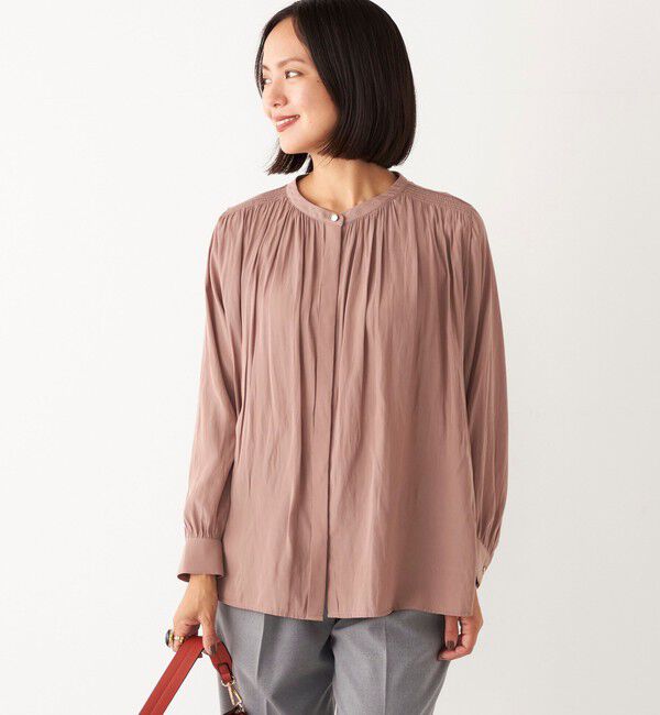 SHIPS Colors 「SHIPS Colors:〈洗濯機可能〉サテン ギャザー シャツ◇」|シャツ・ブラウス|