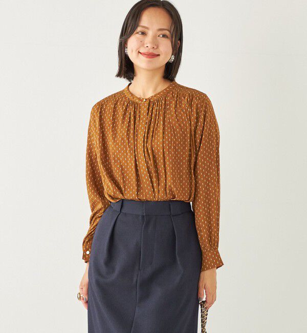 SHIPS Colors 「SHIPS Colors:〈洗濯機可能〉サテン ギャザー シャツ◇」|シャツ・ブラウス|