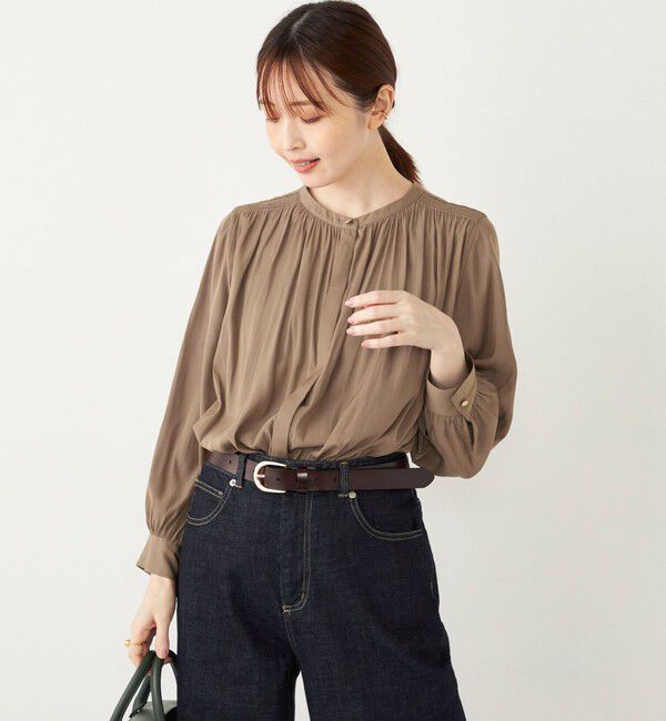 SHIPS Colors 「SHIPS Colors:〈洗濯機可能〉サテン ギャザー シャツ◇」|シャツ・ブラウス|