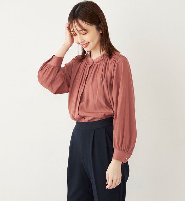 SHIPS Colors 「SHIPS Colors:〈洗濯機可能〉サテン ギャザー シャツ◇」|シャツ・ブラウス|
