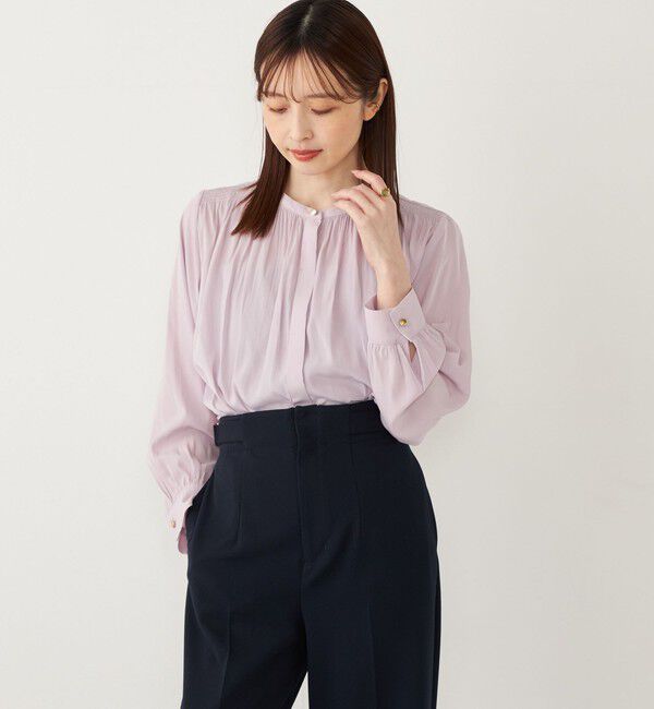 SHIPS Colors 「SHIPS Colors:〈洗濯機可能〉サテン ギャザー シャツ◇」|シャツ・ブラウス|