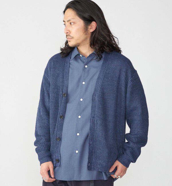 SHIPS「SHIPS: 9GG サンフェード リネン Vネック カーディガン」|カーディガン|