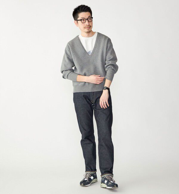 SHIPS「SHIPS: ダブルフェイス コットンカシミヤ Vネック 長袖 ニット」|ニット・セーター|