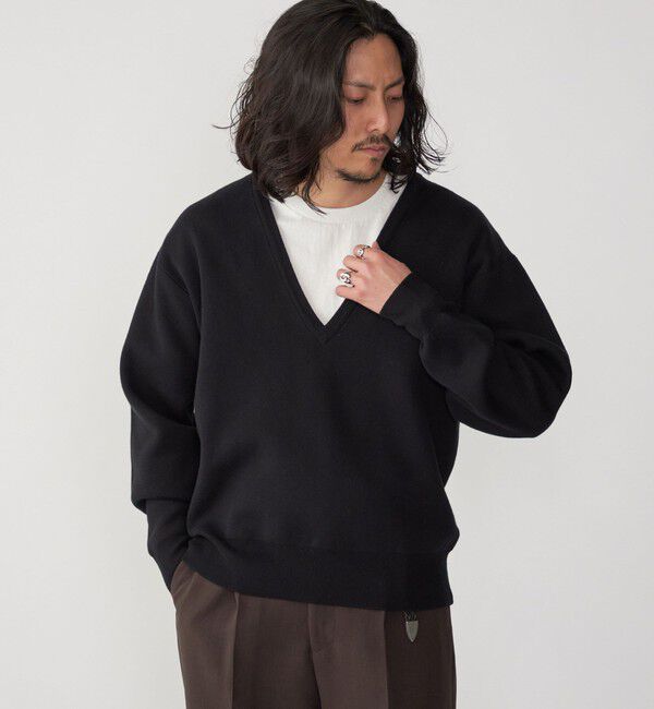 SHIPS「SHIPS: ダブルフェイス コットンカシミヤ Vネック 長袖 ニット」|ニット・セーター|