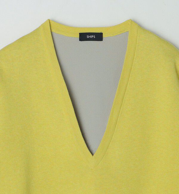 SHIPS「SHIPS: ダブルフェイス コットンカシミヤ Vネック 長袖 ニット」|ニット・セーター|