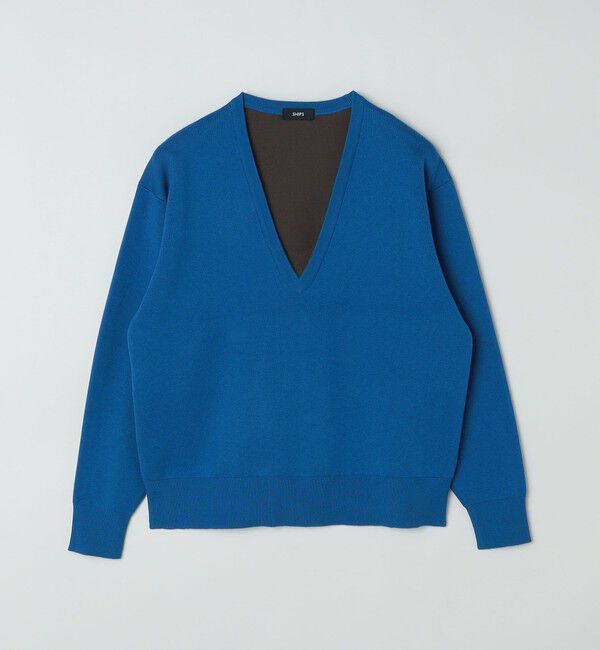 SHIPS「SHIPS: ダブルフェイス コットンカシミヤ Vネック 長袖 ニット」|ニット・セーター|
