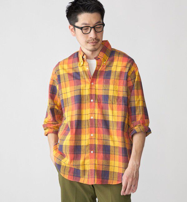 SHIPS「SHIPS: コットンリネン マドラスチェック ボタンダウン 長袖 シャツ」|シャツ・ブラウス|