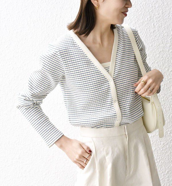 SHIPS any「SHIPS any:〈洗濯機可能〉テレコ ベアトップ セット カーディガン」|カーディガン|