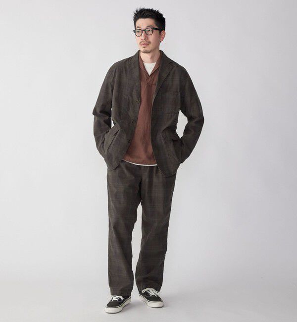 SHIPS「SHIPS: 〈セットアップ対応〉ダークトーン チェック コットン シャツ ジャケット」|テーラードジャケット|