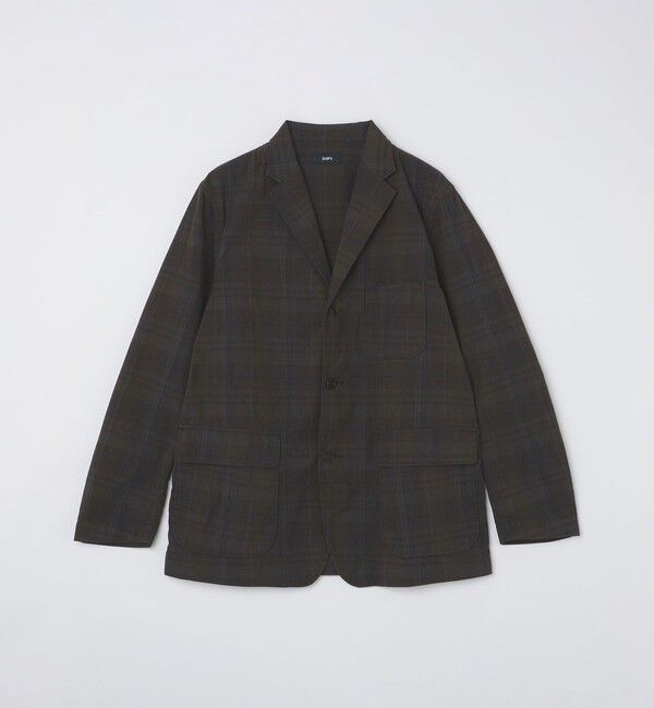 SHIPS「SHIPS: 〈セットアップ対応〉ダークトーン チェック コットン シャツ ジャケット」|テーラードジャケット|