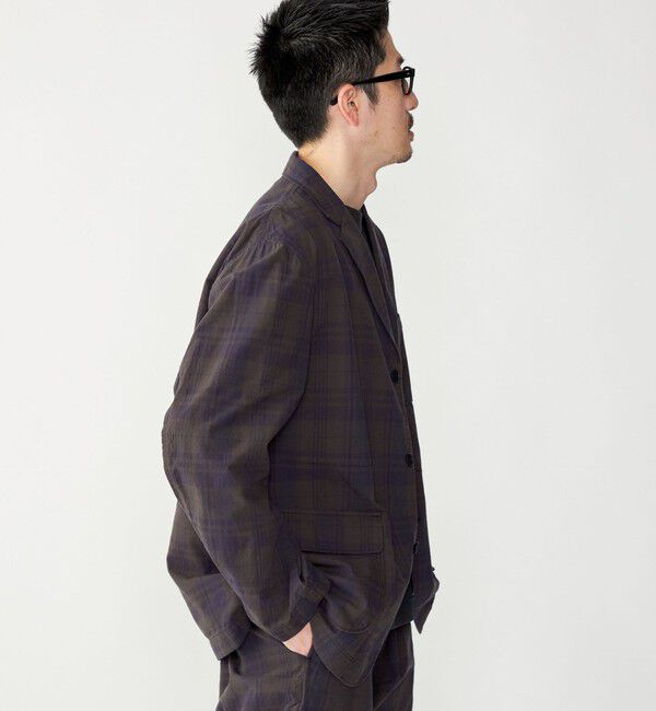 SHIPS「SHIPS: 〈セットアップ対応〉ダークトーン チェック コットン シャツ ジャケット」|テーラードジャケット|