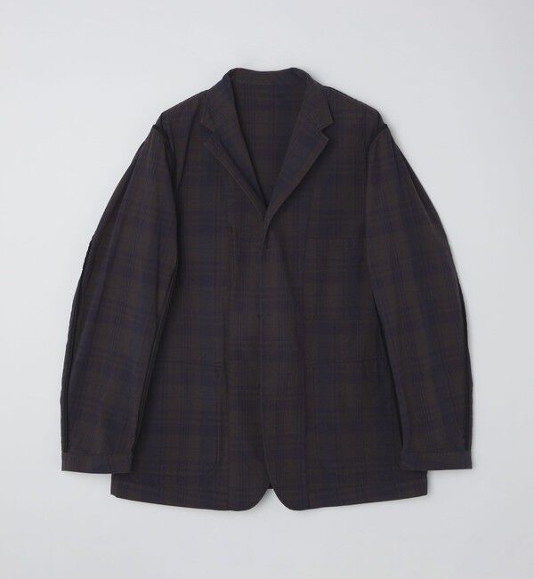 SHIPS「SHIPS: 〈セットアップ対応〉ダークトーン チェック コットン シャツ ジャケット」|テーラードジャケット|