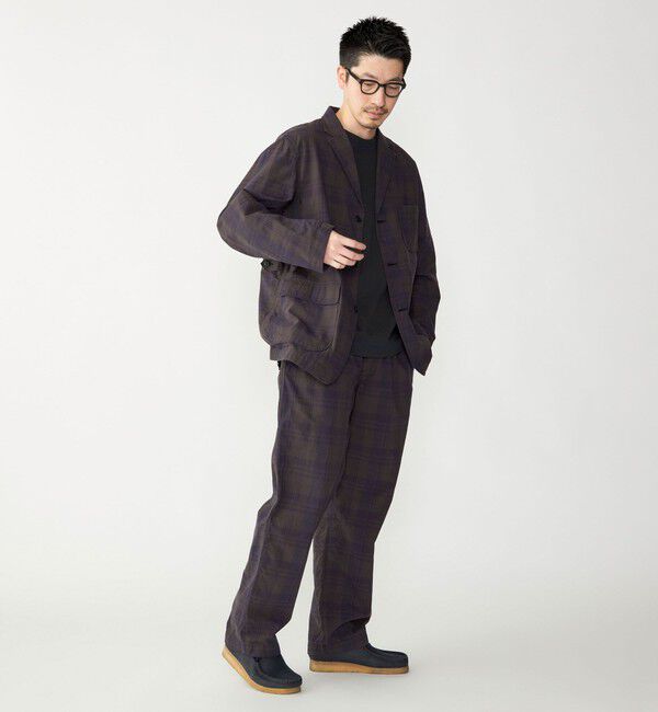 SHIPS「SHIPS: 〈セットアップ対応〉ダークトーン チェック コットン シャツ ジャケット」|テーラードジャケット|