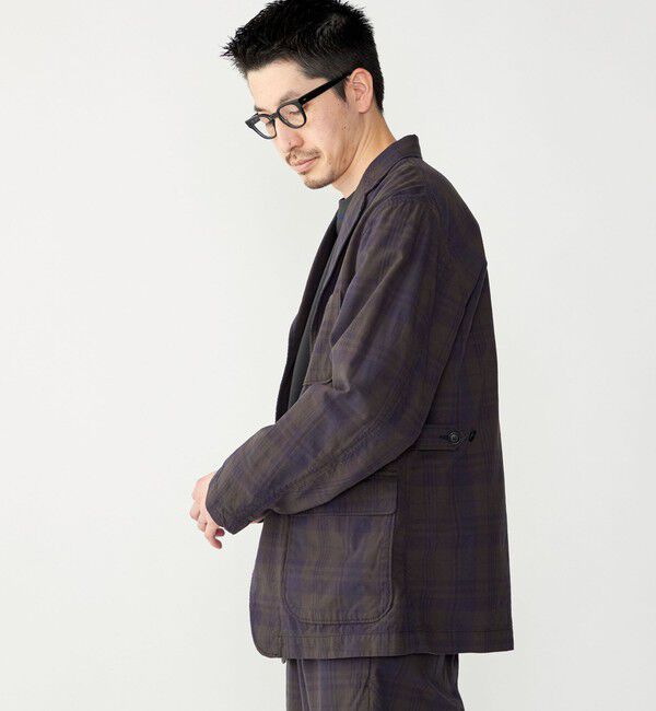 SHIPS「SHIPS: 〈セットアップ対応〉ダークトーン チェック コットン シャツ ジャケット」|テーラードジャケット|