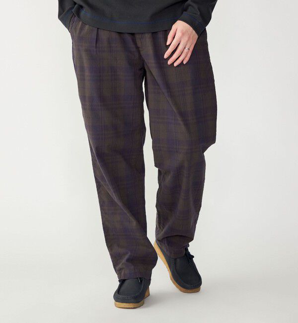 SHIPS「SHIPS: 〈セットアップ対応〉ダークトーン チェック コットン イージー トラウザー」|チノ|