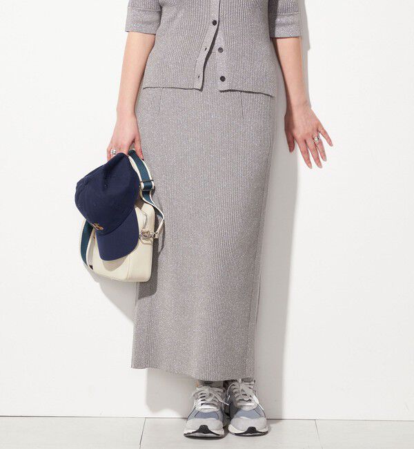 SHIPS for women「【WEB限定】〈手洗い可能〉ラメ リブ ニット スカート」|スカート|グレー