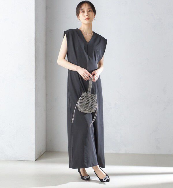 SHIPS for women「little black:Vネック ワイド シルエット オールインワン（セレモニー対応可）」|オールインワン|