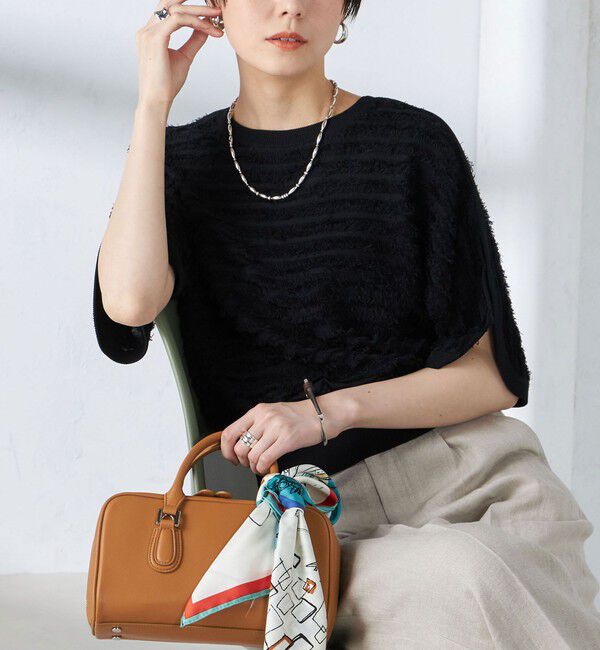 SHIPS for women「〈手洗い可能〉袖 スリット フリンジ 2WAY プルオーバー ◇」|ニット・セーター|ブラック