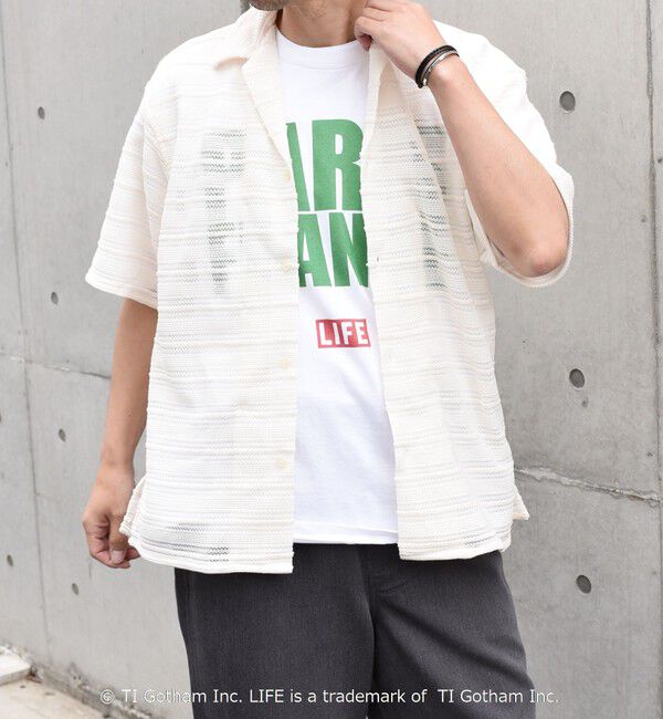 SHIPS any「SHIPS any: マルチパターン オープンカラー メッシュ シアー シャツ◇」|シャツ・ブラウス|