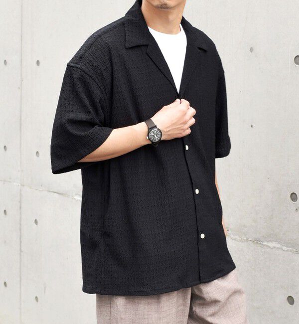 SHIPS any「SHIPS any: マルチパターン オープンカラー メッシュ シアー シャツ◇」|シャツ・ブラウス|