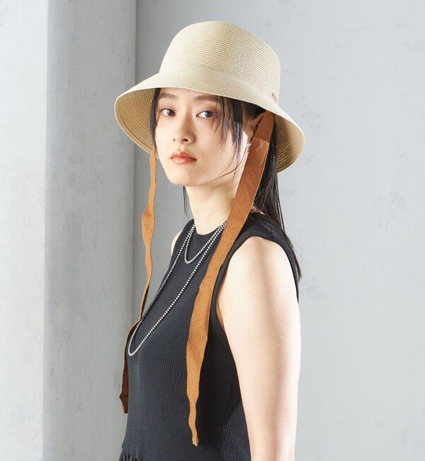 SHIPS for women「Rmeria:〈UVカット / 手洗い可能〉コットン リボン ペーパー ブレード ハット◇」|ハット|ベージュ