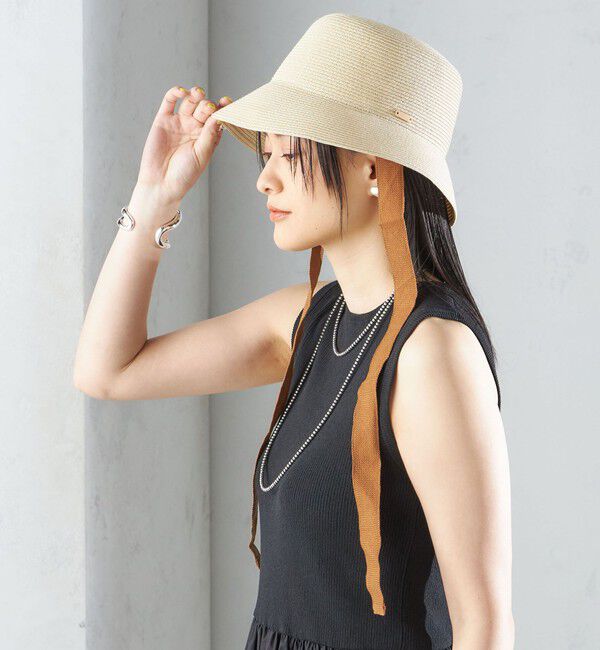 SHIPS for women「Rmeria:〈UVカット / 手洗い可能〉コットン リボン ペーパー ブレード ハット◇」|ハット|