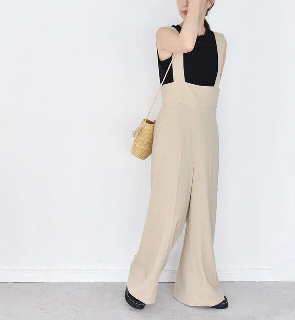 quaranciel「quaranciel:〈洗濯機可能〉ドビー ハイウエスト サロペット」|オールインワン|