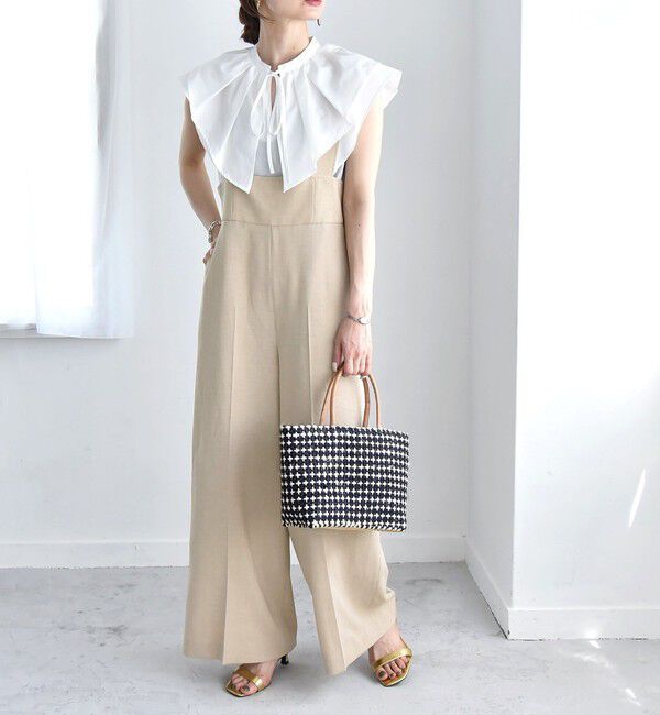 quaranciel「quaranciel:〈洗濯機可能〉ドビー ハイウエスト サロペット」|オールインワン|