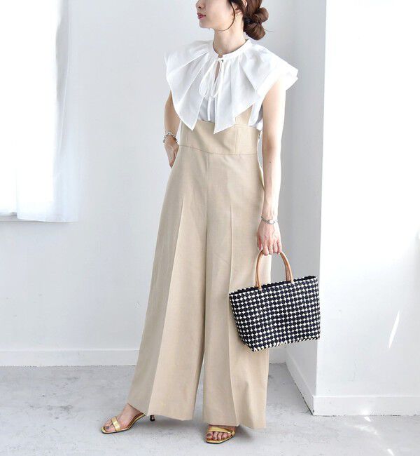 quaranciel「quaranciel:〈洗濯機可能〉ドビー ハイウエスト サロペット」|オールインワン|