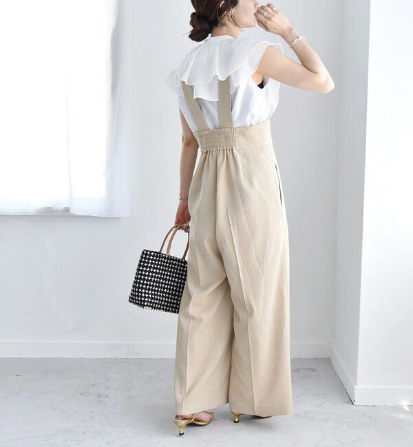 quaranciel「quaranciel:〈洗濯機可能〉ドビー ハイウエスト サロペット」|オールインワン|