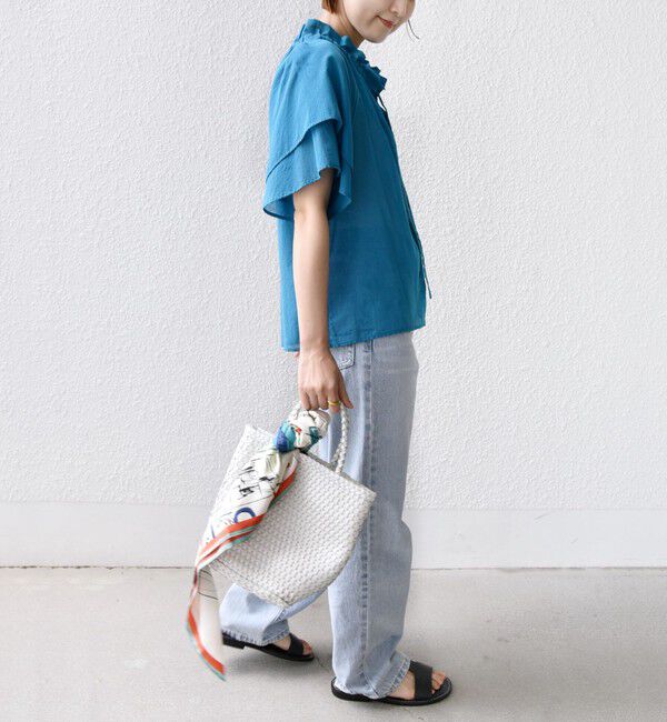 SHIPS for women「〈手洗い可能〉コットンボイル ネックギャザー ボウタイ ブラウス」|シャツ・ブラウス|