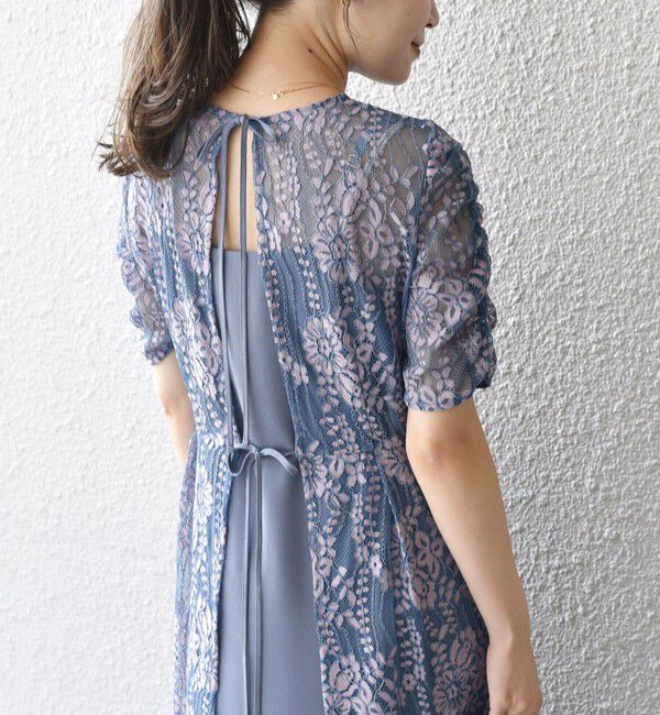 SHIPS for women「kaene:バックリボンレースワンピース 2（セレモニー対応可）」|ワンピース|サックスブルー