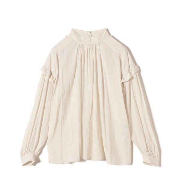 SHIPS for women「〈手洗い可能〉パウダリー 割繊 スタンドカラー ブラウス」|シャツ・ブラウス|